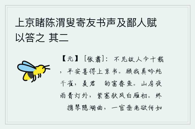 上京睹陈渭叟寄友书声及鄙人赋以答之 其二